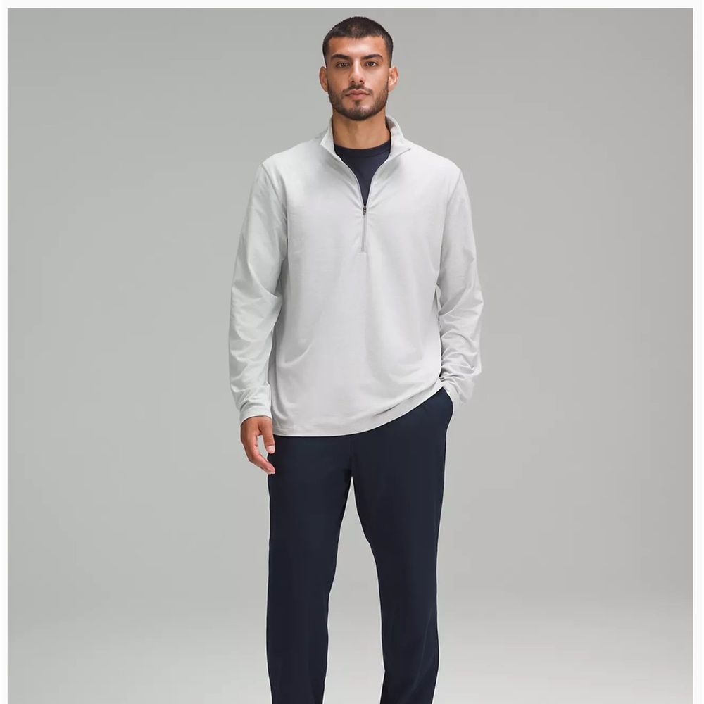 lululemon men’s medium soft jersey half zip heathered silver drop